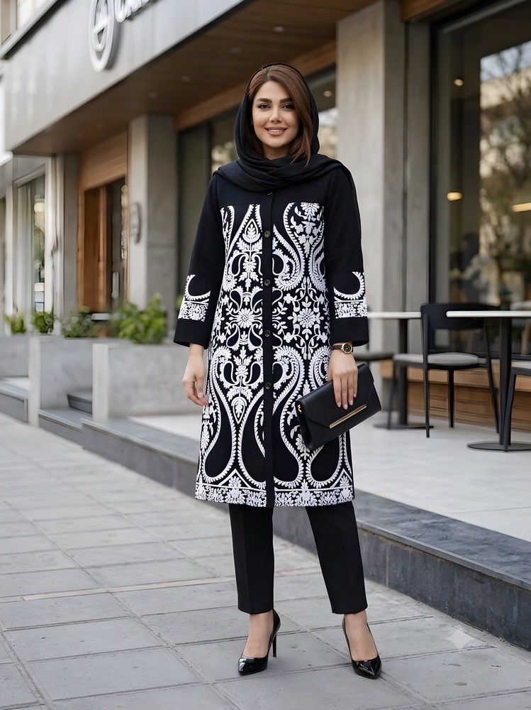 مانتو اسلیمی 0455 مجلسی زنانه(ضمانت اصالت) ارسال رایگان - Image 4