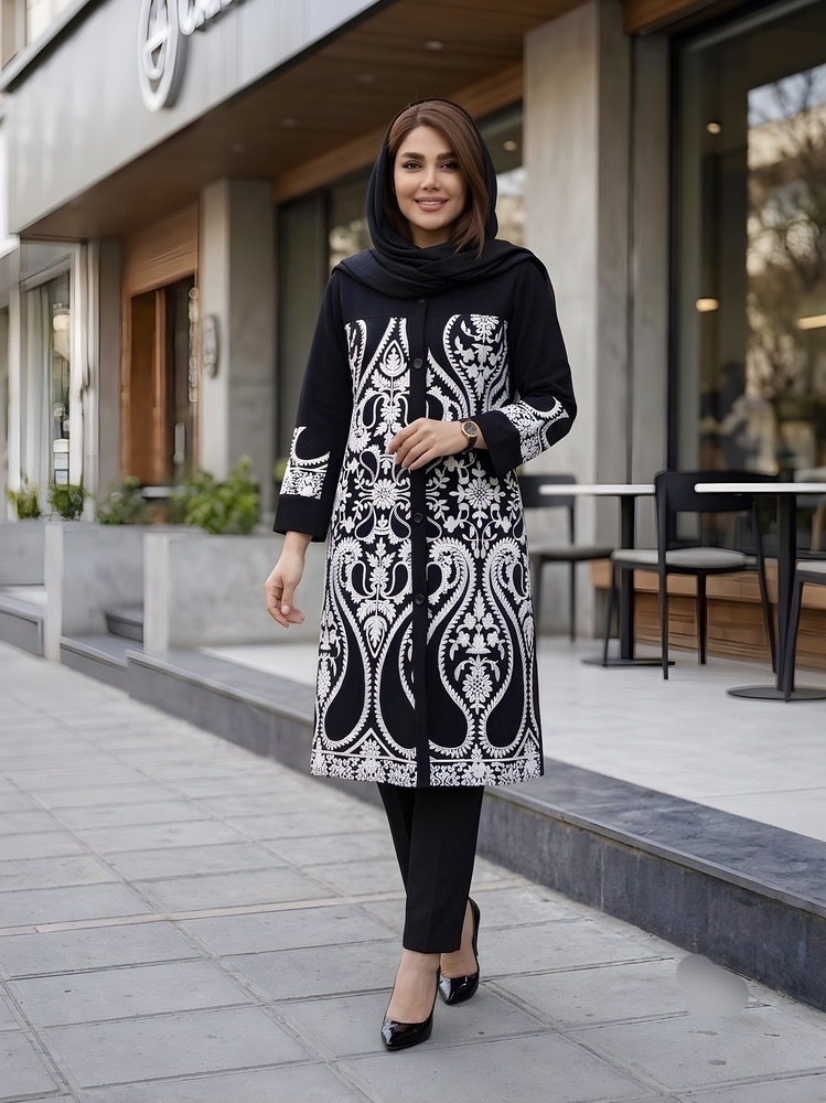 مانتو اسلیمی 0455 مجلسی زنانه(ضمانت اصالت) ارسال رایگان - Image 3
