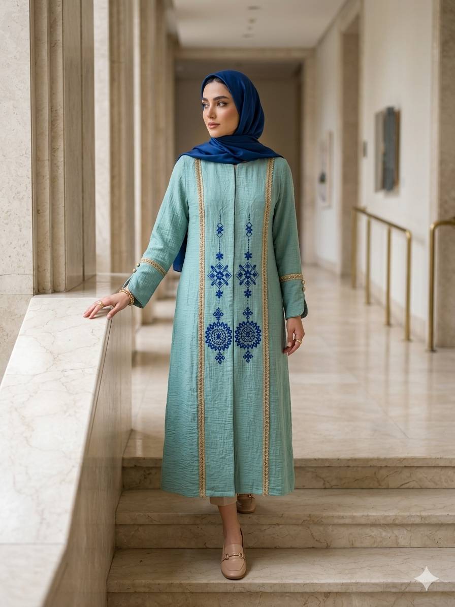 مانتو مدل آوا کد 2049 گلدوزی مجلسی زنانه (ضمانت اصالت) ارسال رایگان - Image 7