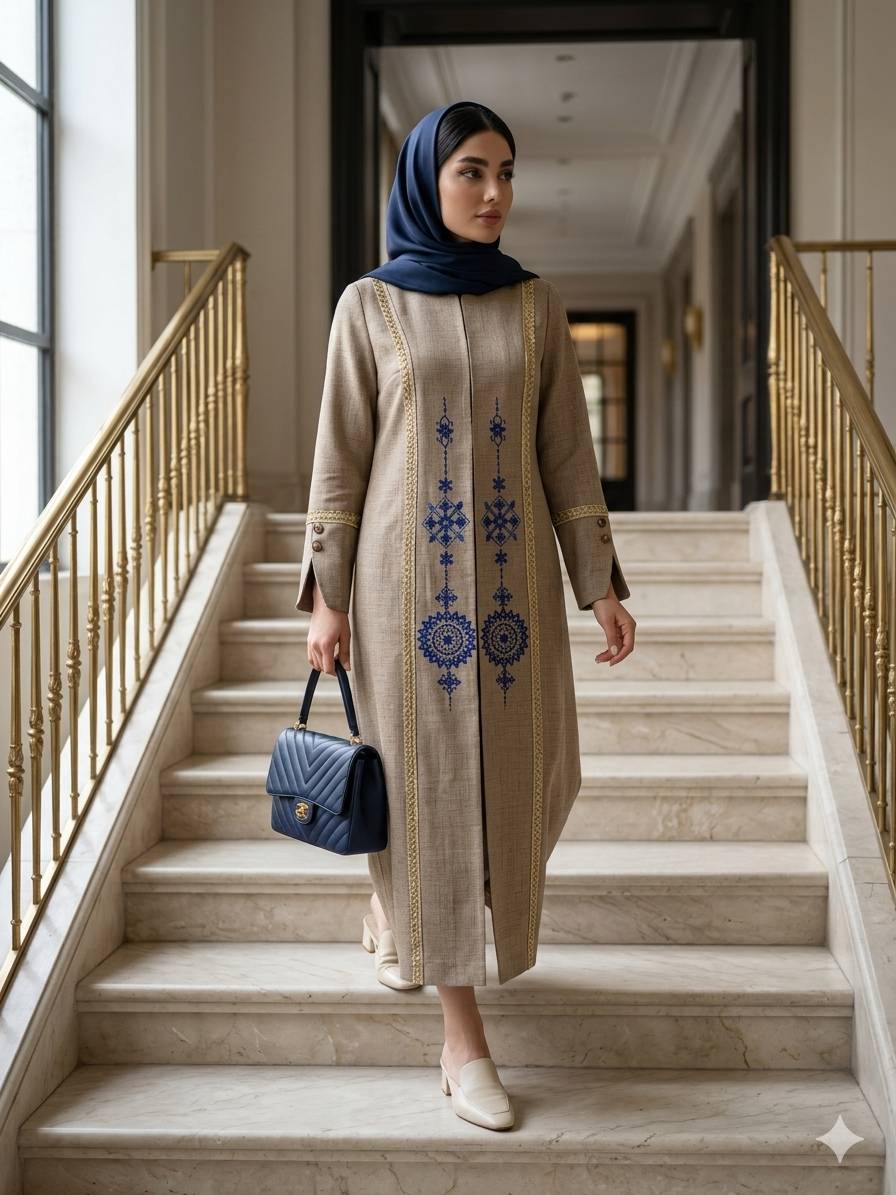مانتو مدل آوا کد 2049 گلدوزی مجلسی زنانه (ضمانت اصالت) ارسال رایگان - Image 2