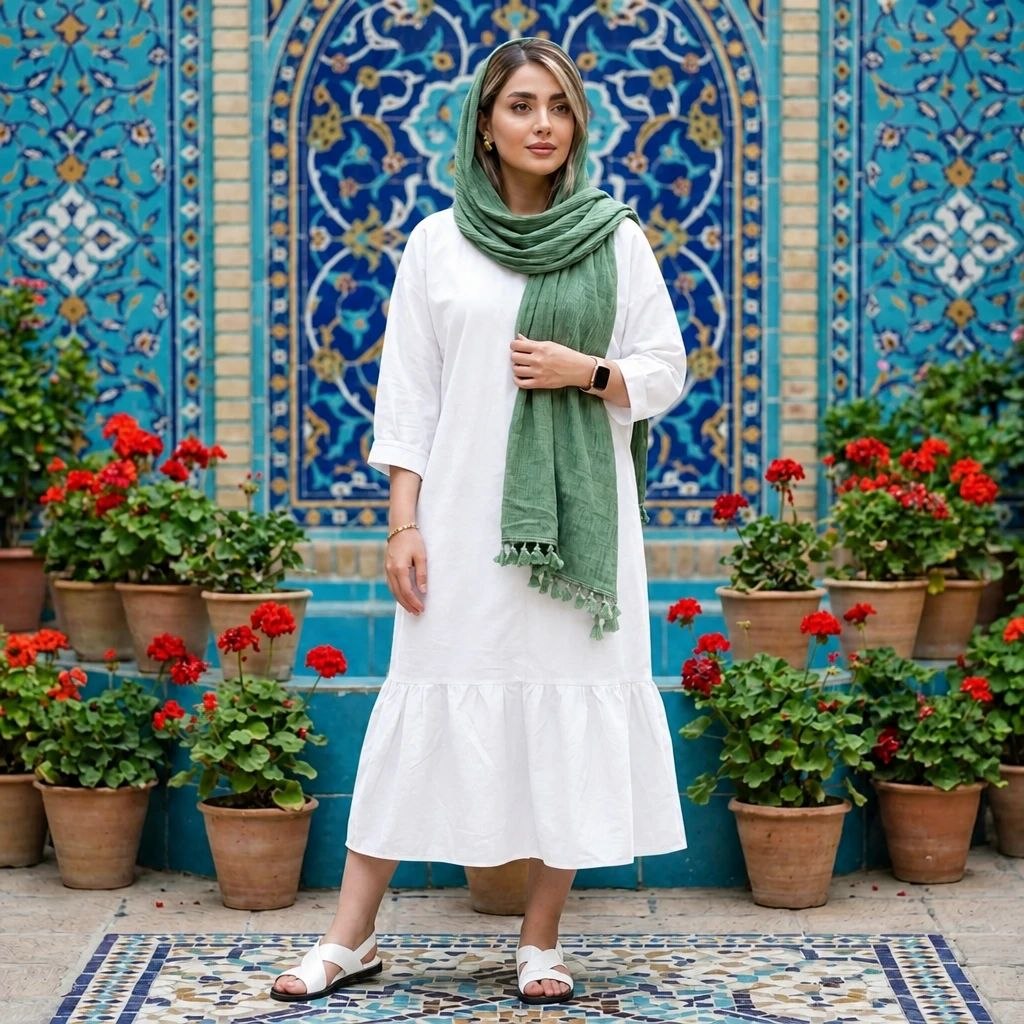 پیراهن ساحلی الی خنک تابستانه زنانه (ضمانت اصالت ) ارسال رایگان - Image 5