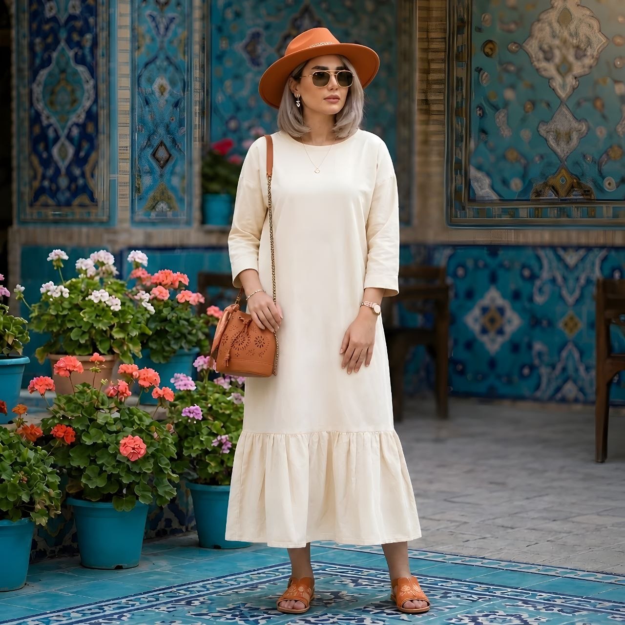 پیراهن ساحلی الی خنک تابستانه زنانه (ضمانت اصالت ) ارسال رایگان - Image 10