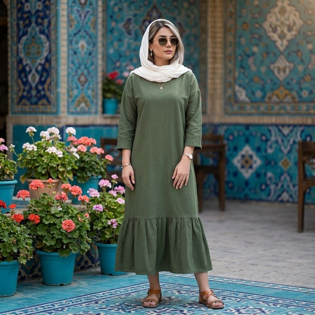 پیراهن ساحلی الی خنک تابستانه زنانه (ضمانت اصالت ) ارسال رایگان - Image 8