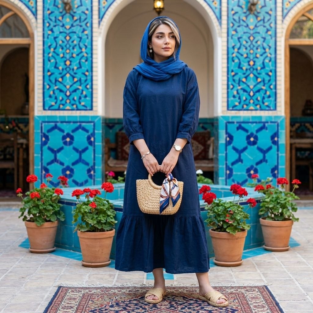 پیراهن ساحلی الی خنک تابستانه زنانه (ضمانت اصالت ) ارسال رایگان - Image 2