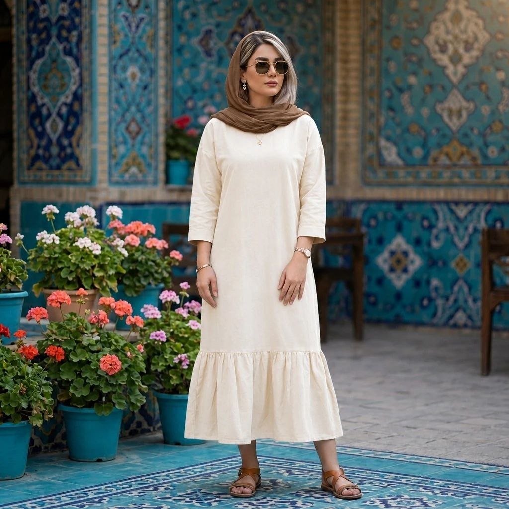 پیراهن ساحلی الی خنک تابستانه زنانه (ضمانت اصالت ) ارسال رایگان - Image 4