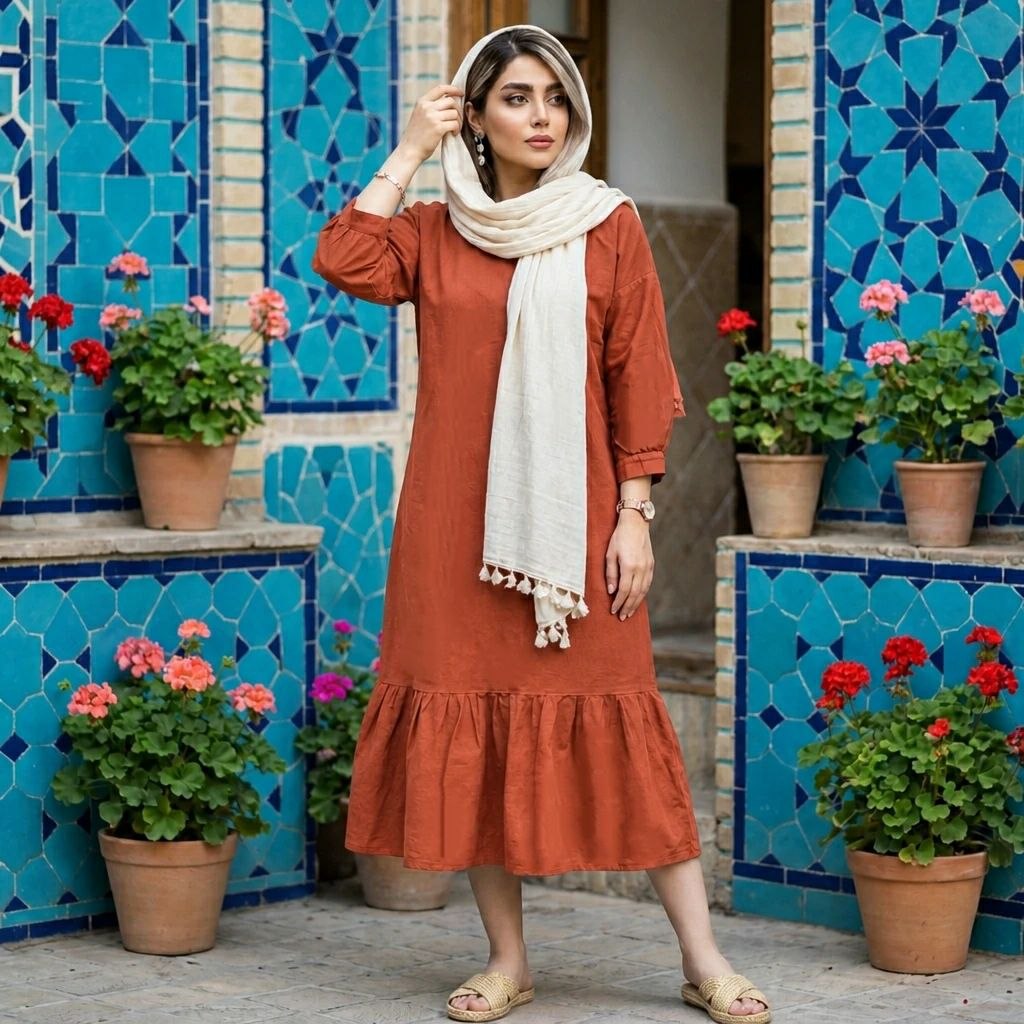 پیراهن ساحلی الی خنک تابستانه زنانه (ضمانت اصالت ) ارسال رایگان - Image 9