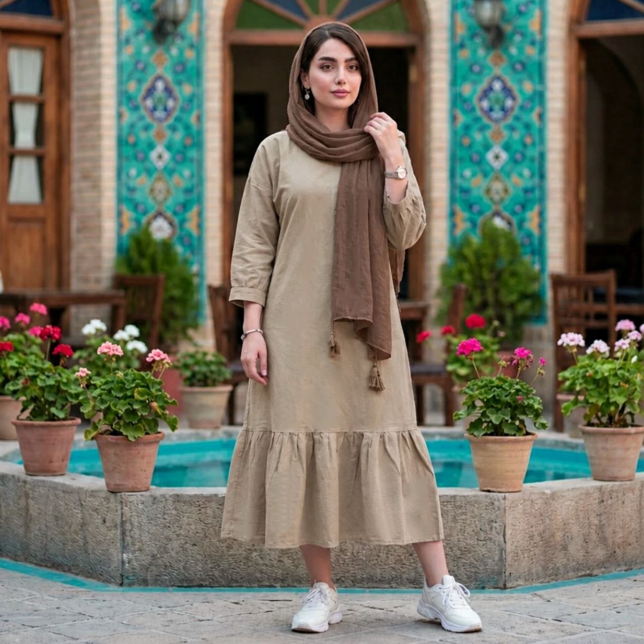 پیراهن ساحلی الی خنک تابستانه زنانه (ضمانت اصالت ) ارسال رایگان - Image 6