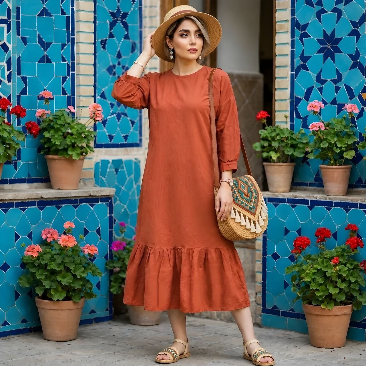 پیراهن ساحلی الی خنک تابستانه زنانه (ضمانت اصالت ) ارسال رایگان - Image 11