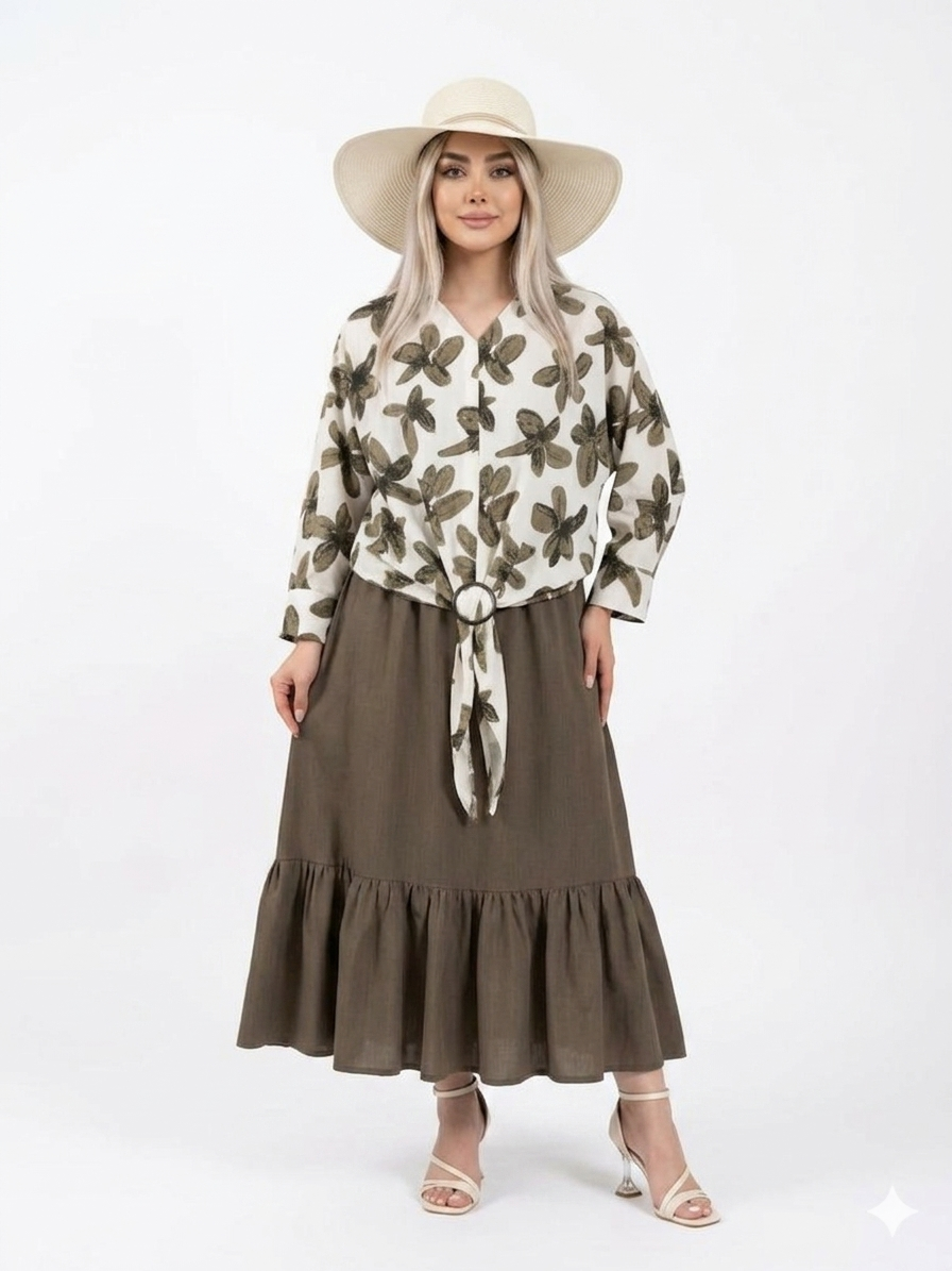 شومیز و دامن گلدار زنانه (ضمانت اصالت) ارسال رایگان - Image 5