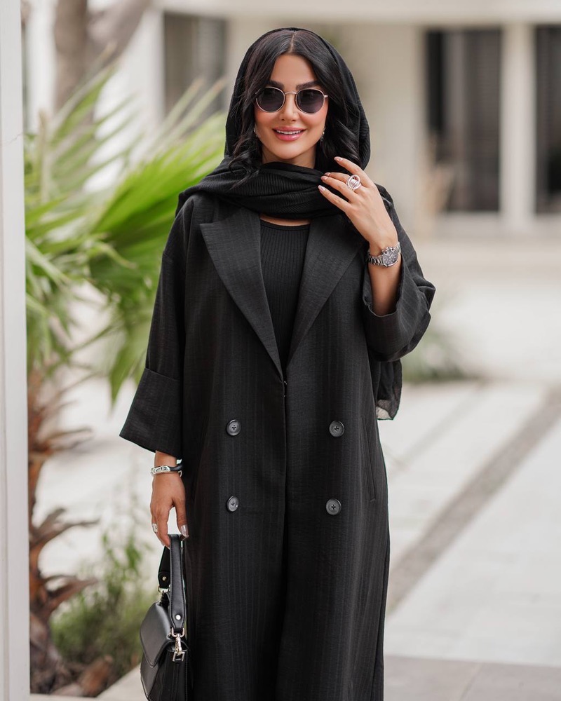 مانتو صوفیا ژاکارد بلند مشکی زنانه(ضمانت اصالت - Image 3